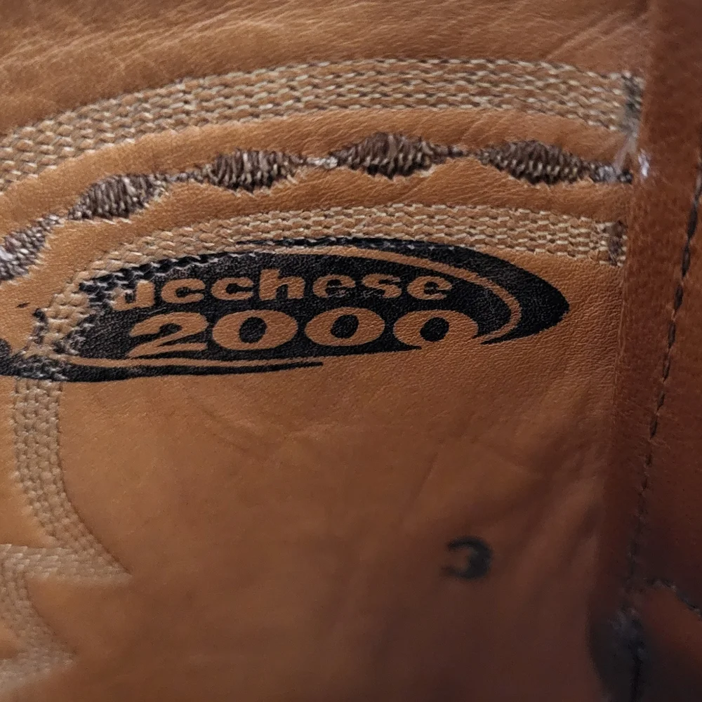 LUCCHESE 2000 Leather Boots Size 10.5 EE Tan Brown